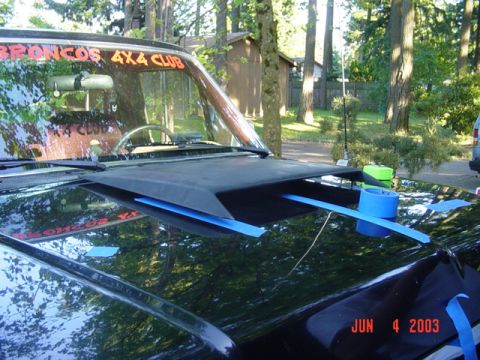 1989 Ford Bronco - We used tape to do the line up of the scoop
