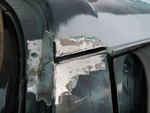 1992 Ford Bronco - cut a slot in the sheet metal where the horizontal joint is visible