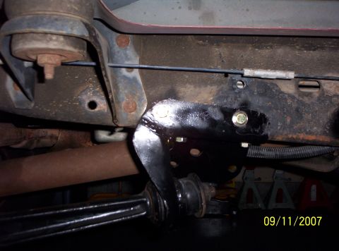 1995 Ford Bronco - Close-up view of a suspension component and chassis from underneath a vehicle, dated 09/11/2007.