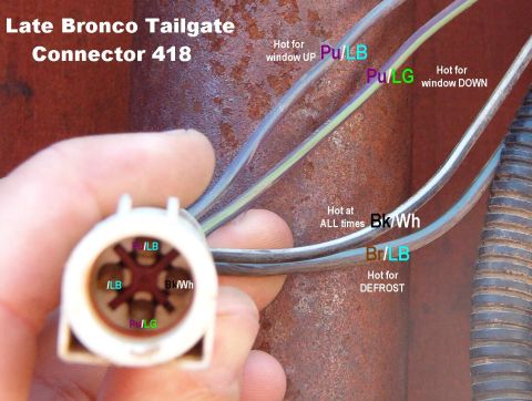 1983 Ford Bronco - This is all the wiring for the tailgate, except the ground for the defrost grid. This connector is located inboard of the L frame rail betw…