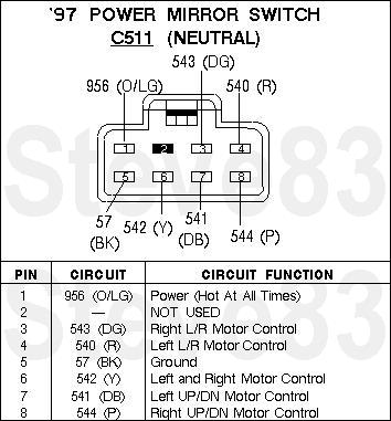 1983 Ford Bronco - Power Mirror Switch Connector '97 F150 C511