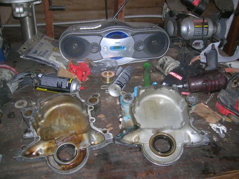 1985 Ford Bronco - back side of timing covers.