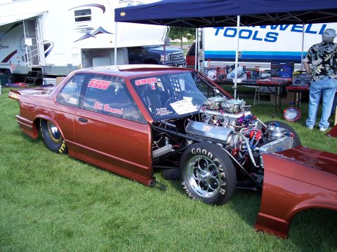 1972 Ford Ranchero - Custom drag car with its engine on full display, ready for the track.