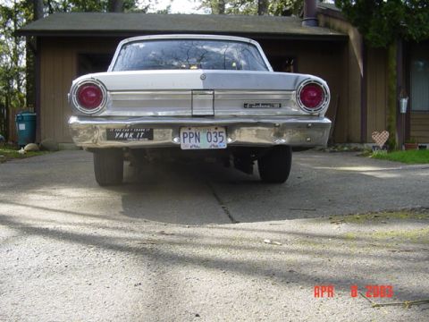 1964 Ford Fairlane - Rear veiw, tailpipes are gone, she now has dumps at the axle and flowmasters