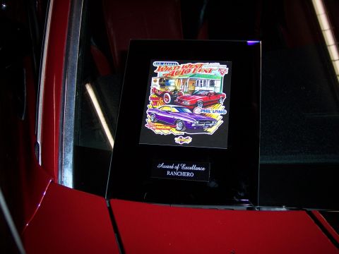 1972 Ford Ranchero - Award plaque for a Ranchero from the Wild West Auto Fest.