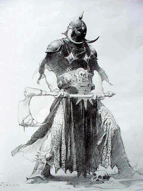 1979 Ford Ranchero - Drawing depicts a fantasy warrior character with a horned helmet and detailed armor.
