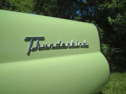1956 Ford Thunderbird - Close-up of the rear quarter panel script on a 1956 Ford Thunderbird.