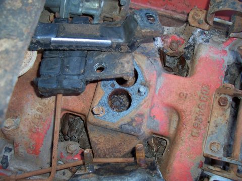 1955 Ford Customline - Close-up view of an engine block casting, showing part numbers and mounting points.