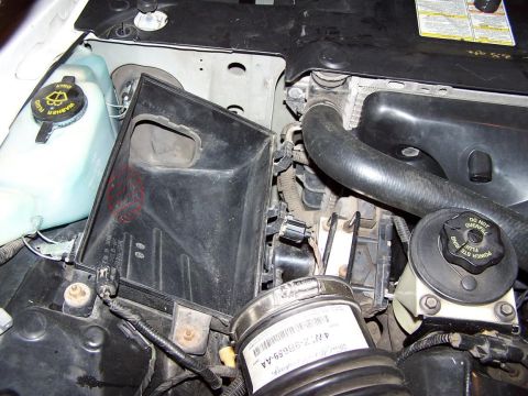 2000 Ford Crown Victoria - Airbox bottom installed with access location marked