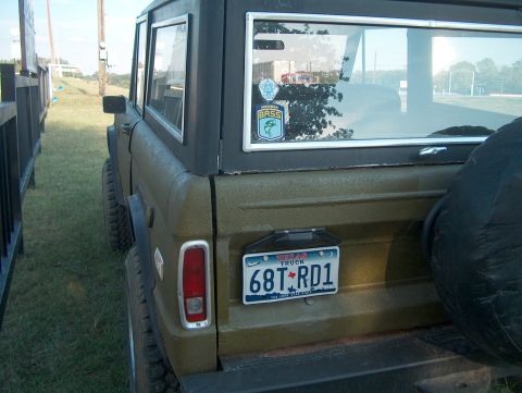 1979 Ford Bronco - This Ford Bronco has a Texas license plate and a spare tire mounted on the rear tailgate.