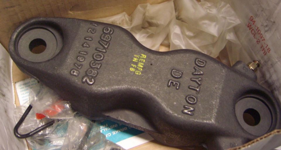 Gray Dayton brake caliper part with part number 69710382 and date 12 14 1978 stamped