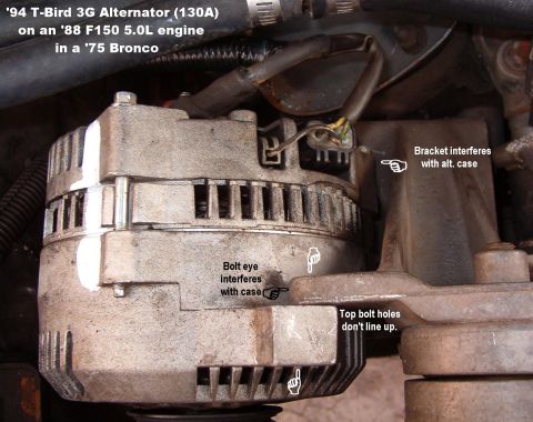 1975 Ford Bronco - The old '88 alternator died, so instead of replacing it, it's getting a 3G conversion. The harness is mostly from the donor T-bird includin…