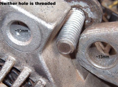 1975 Ford Bronco - To solve this, I drilled the alternator boss to 7/16" (~11mm) and tapped it to 1/2"-13 for a slightly larger bolt. It's a good fi…