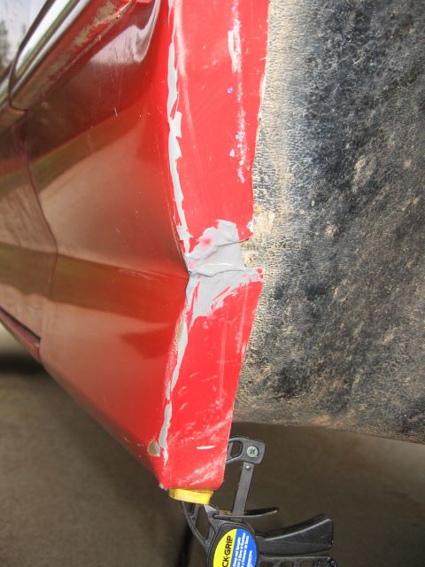 1995 Ford F-150 - Scab on a piece of scrap metal behind the gap with jb weld and use a little more jb to hold the bottom pieces together (clamp).