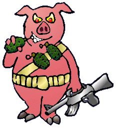 1968 Ford Mustang - A cartoon pig is depicted as a soldier, armed with grenades and a rifle.