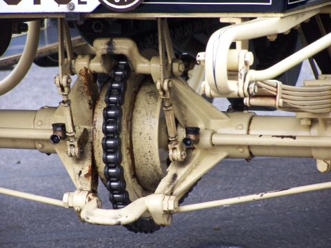 1990 Ford Bronco - Detail of a chain drive rear axle assembly, likely from an older vehicle or piece of machinery.