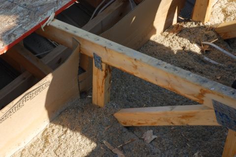 1996 Ford Bronco - Construction framing and insulation material are visible in this close-up view.