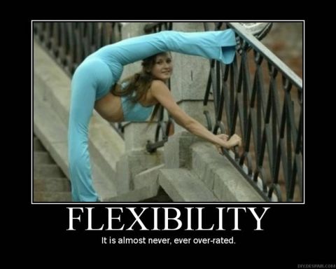 1992 Ford Mustang - A woman demonstrates extreme flexibility by doing a split over a railing, with the caption 'FLEXIBILITY'.