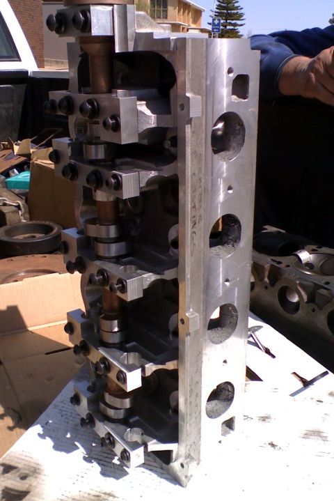1964 Ford 427 - Close-up of an engine block assembly, showing internal mechanical components.