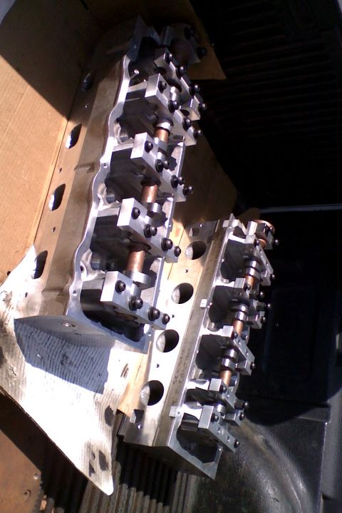 1964 Ford 427 - Close-up view of aluminum engine cylinder heads, likely for a performance application.