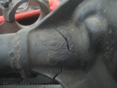 1968 Ford Mustang - This image shows a close-up view of a cracked differential housing, a critical component of a vehicle's drivetrain.