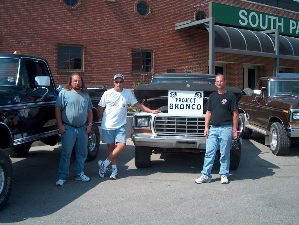 1978 Ford Bronco with "Project Bronco" sign on grille