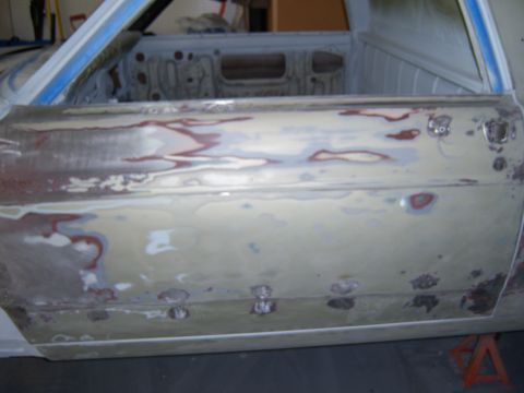 1967 Ford Ranchero - drivers door ready for filler