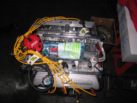 1989 Ford Bronco - Engine assembly an MSD ignition system and Ford Racing valve covers, likely a performance upgrade part.