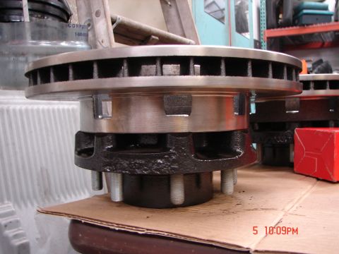 1989 Ford Bronco - Close-up of a vehicle's wheel hub and brake rotor assembly, likely for a truck or heavy-duty vehicle.