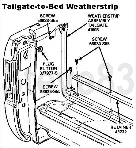 1983 Ford Bronco - Tailgate Threshhold Seal '78-96 Note that the body style shown is '78-79 (taillight & strike mounting) and the actual threshhold is NOT sho…