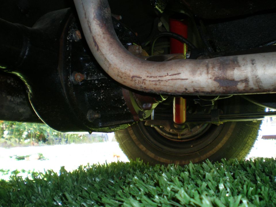 1966 Ford Mustang rear axle and exhaust pipe