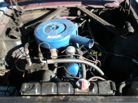 1966 Ford Mustang - Engine bay detail showing the air cleaner and radiator components.