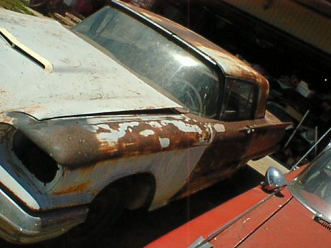 1959 Ford Thunderbird - he got the paint off of the front end and roof but now it has surface rust as he didn't seal it!