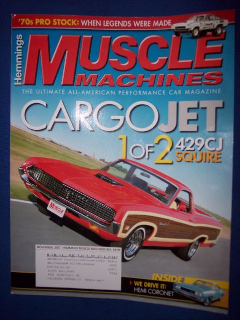 1972 Ford Ranchero - This magazine cover features a 1970 Ford Ranchero with wood grain trim, alongside other car-related content.