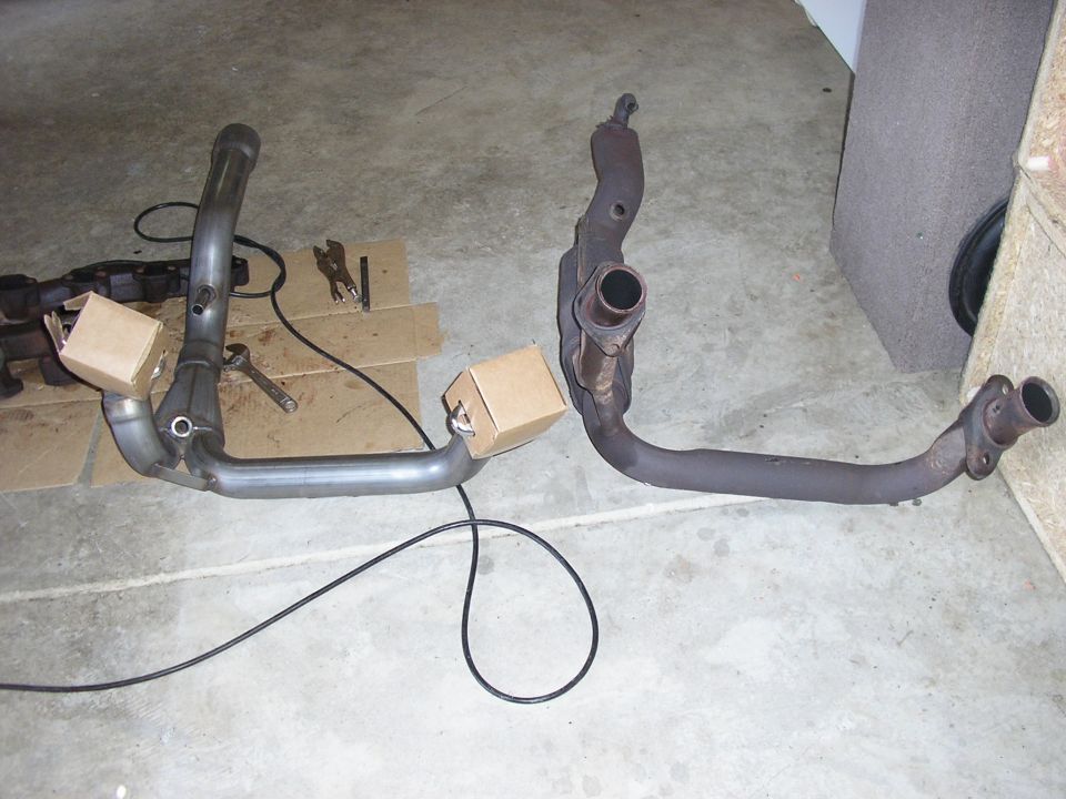Factory and Bassani Y-pipe 
side by side comparison.