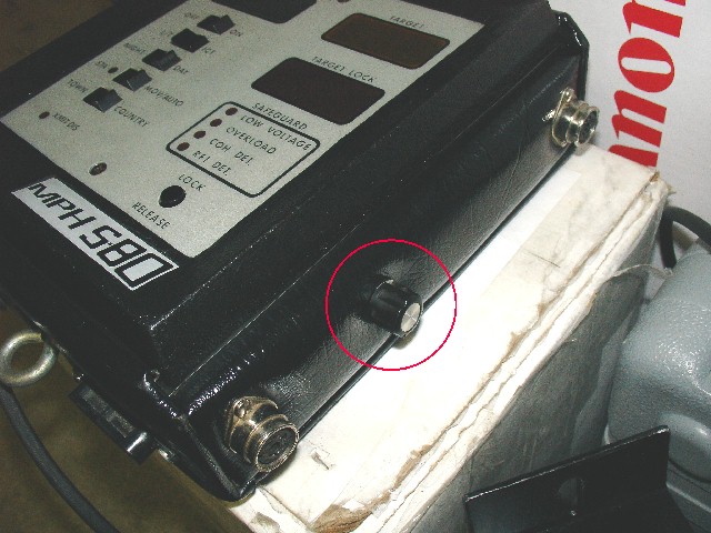 MPH S-80 police radar counting unit with labeled control panel and cable connectors