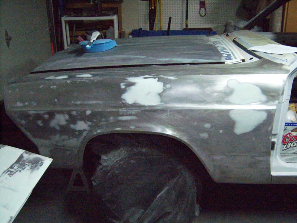after using an entire 20 oz can of Rage working on this fender and just sanding it all off  - i came to the conclusion that body men are sculpters and way under paid for what they do