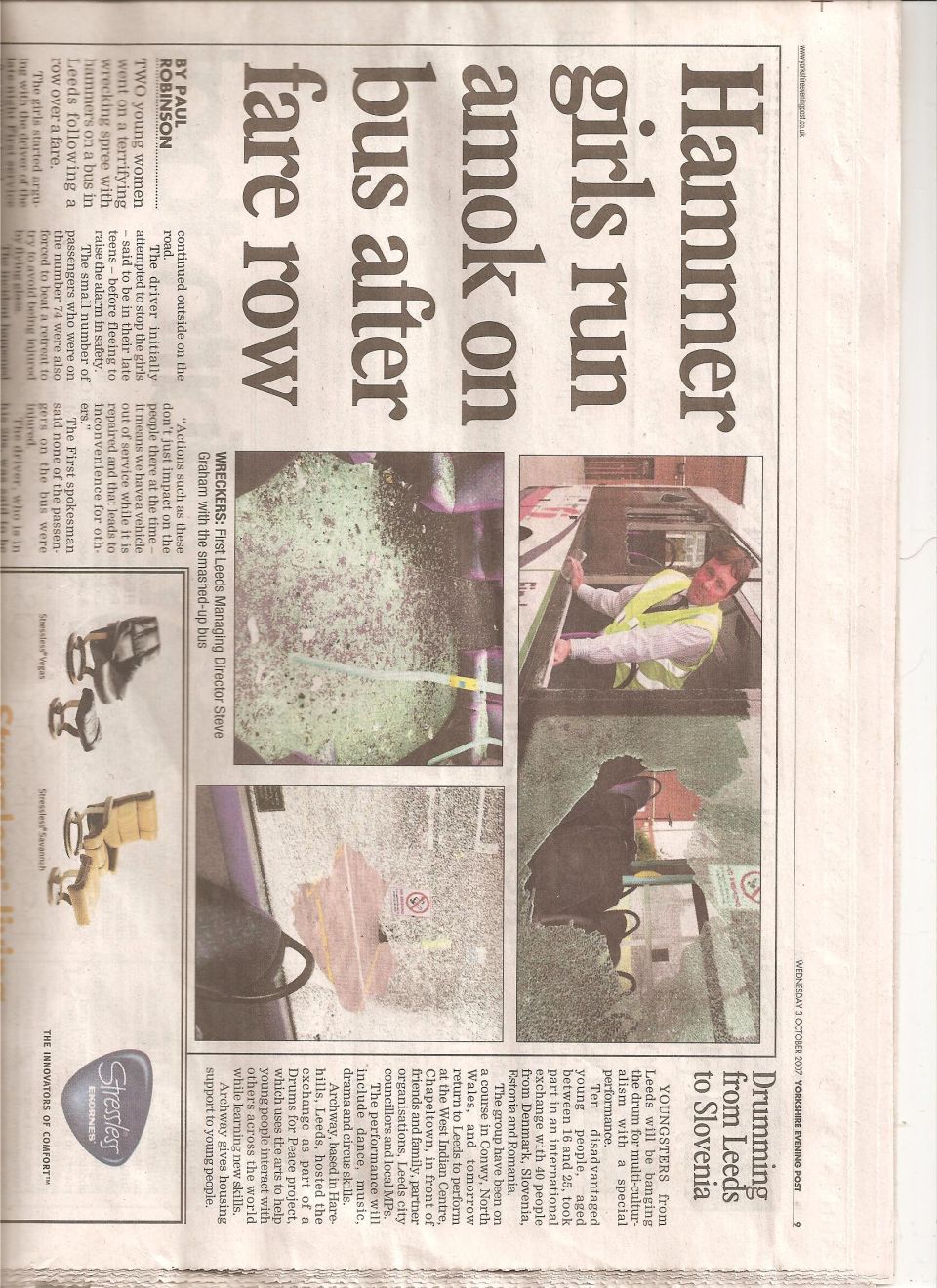 Newspaper clipping with text and images