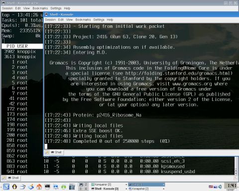 1985 Ford F-150 - Command line interface shows system processes and software information on a computer screen.