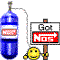 1992 Ford Mustang - NOS bottle and sign with a smiley face graphic.