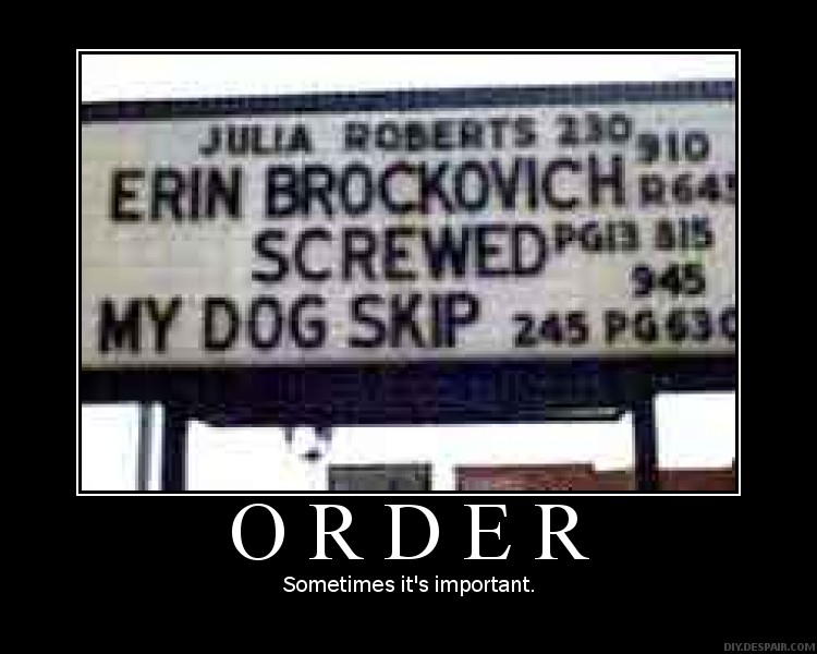 Sign listing movie titles like Erin Brockovich and ratings