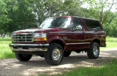 1996 Ford Bronco - This 1996 Ford Bronco is shown from a three-quarter front view, parked outdoors.