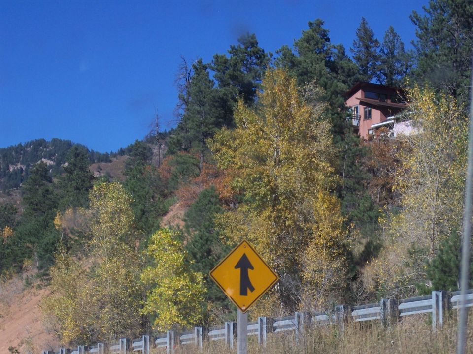 Yellow diamond road sign with black arrows indicating a merge ahead