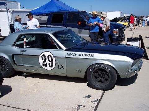 1971 Ford Mustang - Race car with number 29 and Hinchliff/Ross livery is parked outdoors.