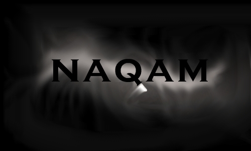 Dark graphic banner reading NAQAM in serif capitals