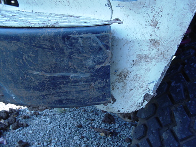 Mud splattered on a vehicle's fender and tire
