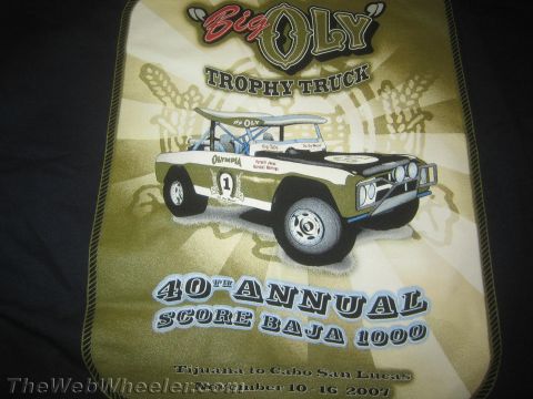 1990 Ford Bronco - printed blanket depicting the Big Oly trophy truck advertising the 40th Annual SCORE Baja 1000, Tijuana to Cabo San Lucas, November 2007.