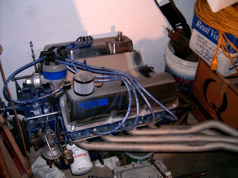 1978 Ford Mustang II - A V8 engine with blue spark plug wires and chrome valve covers is shown, with "BOSS 302" visible on one cover.
