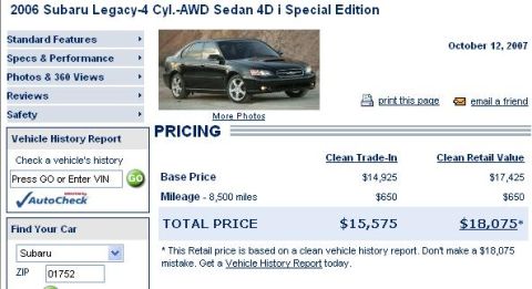 2001 Ford Crown Victoria - This image shows a black 2006 Subaru Legacy sedan with a hood scoop.