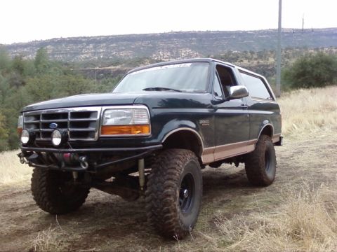 1995 Ford Bronco - This modified Ford Bronco is equipped for off-road adventures with its raised suspension and tires.